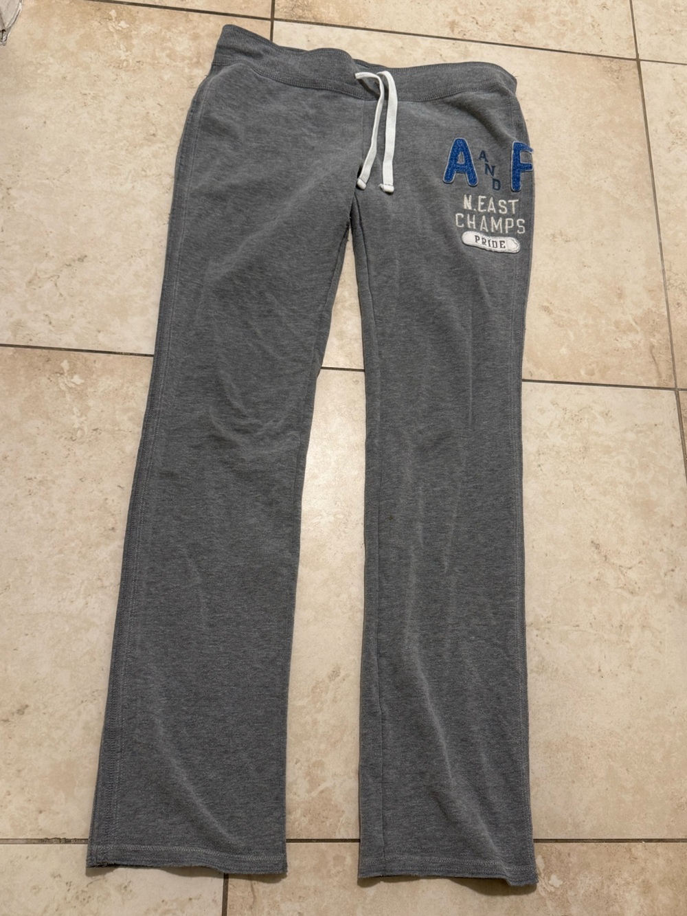 Abercrombie & Fitch Charcoal wide leg sweatpants with Blue Logo
